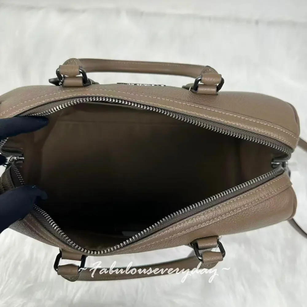 Coach Rowan Large Satchel Bag Crossbody In Leather/QB/Dark Stone CV960 NWT - Picture 7 of 8